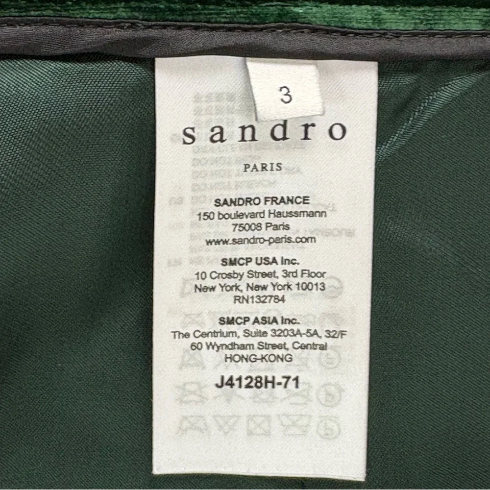 SANDRO Emerald Green Velvet Mini Skirt 3 (US 8) - Picture 7 of 15